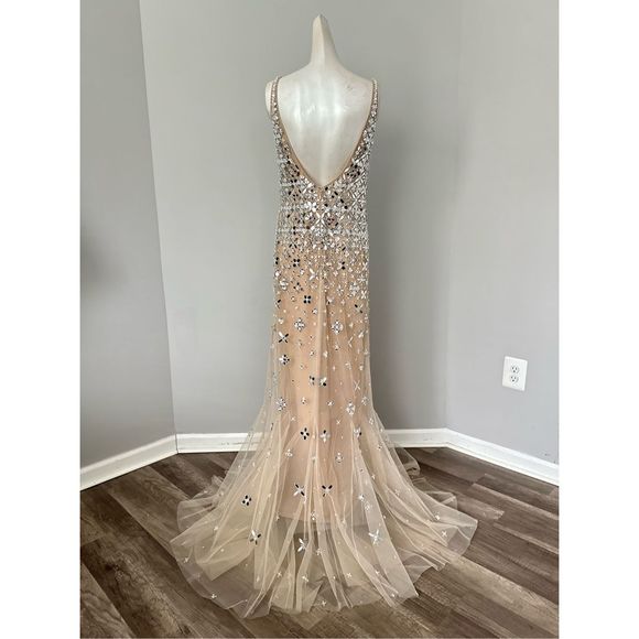 GEORGES HOBEIKA Square Neck Beaded Tulle Gown $7950 - Picture 7 of 13